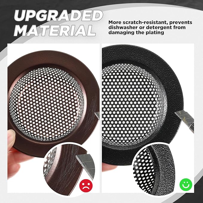 Mudder 3 Pcs Kitchen Sink Drain Strainer and Stopper Stainless Steel Garbage