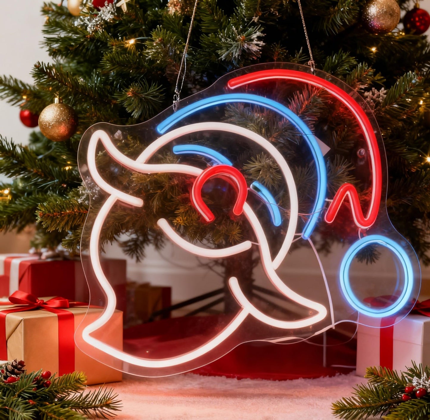 Christmas Santa LED Neon Sign, Merry Christmas Theme Light Up Sign, Holiday Party Indoor Decoration Home Living Room Wall Table Decor, USB Powered Dimmable Decorative Neon Light 13.8 x 11.8 In