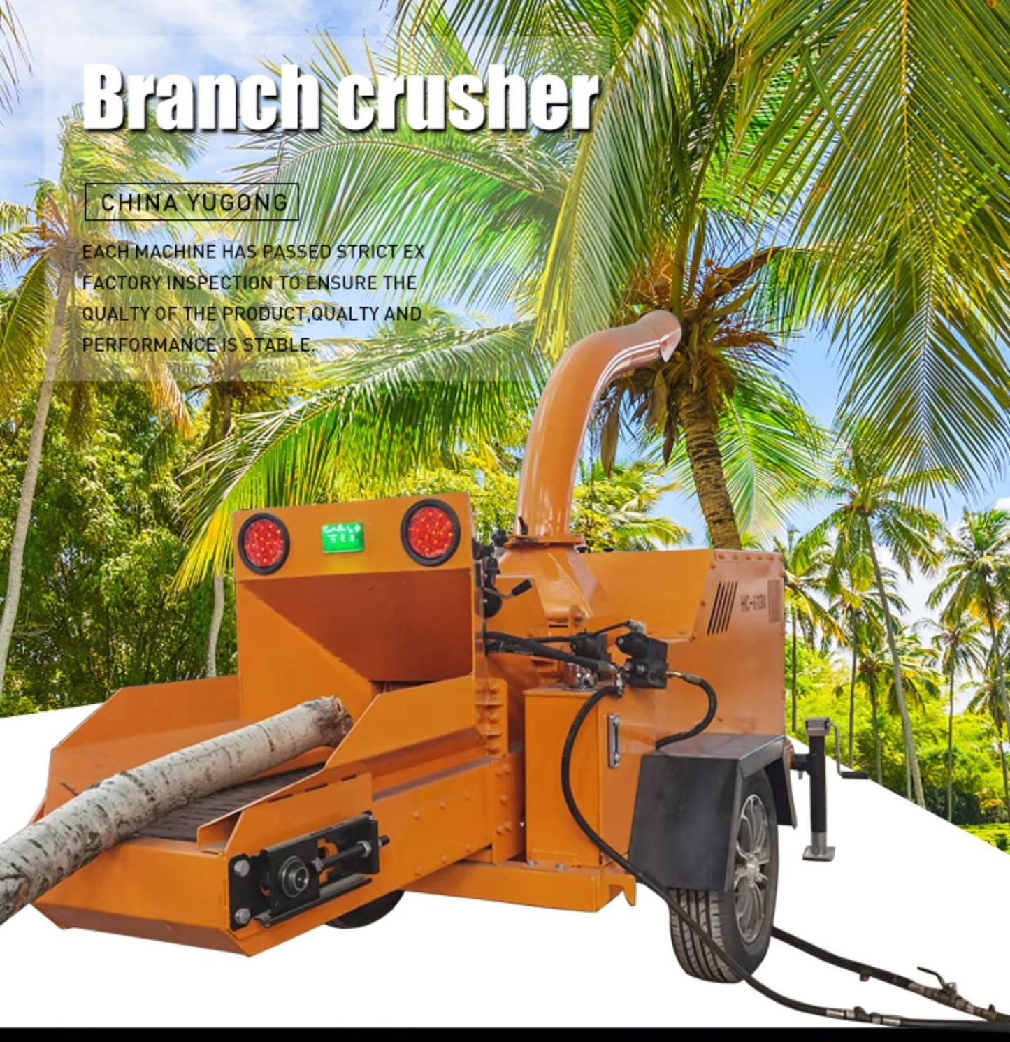 Commercial Wood Chipper Machine Branch Shredder 2 Ton Heavy Duty Tree Limb Chipper Efficiency Hydraulic Feed System for Forestry Orchard Garden Cleanup