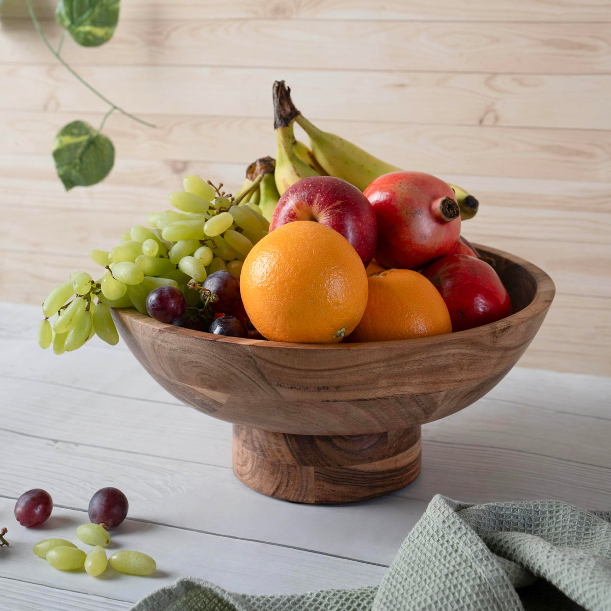 Luxe Designs Wooden Footed Bowl Handcrafted Decorative Fruit Bowl with Elegant Footed Base for Dining, Serving, and Home Décor – Perfect for Fruits, Snacks, and Centerpiece Display