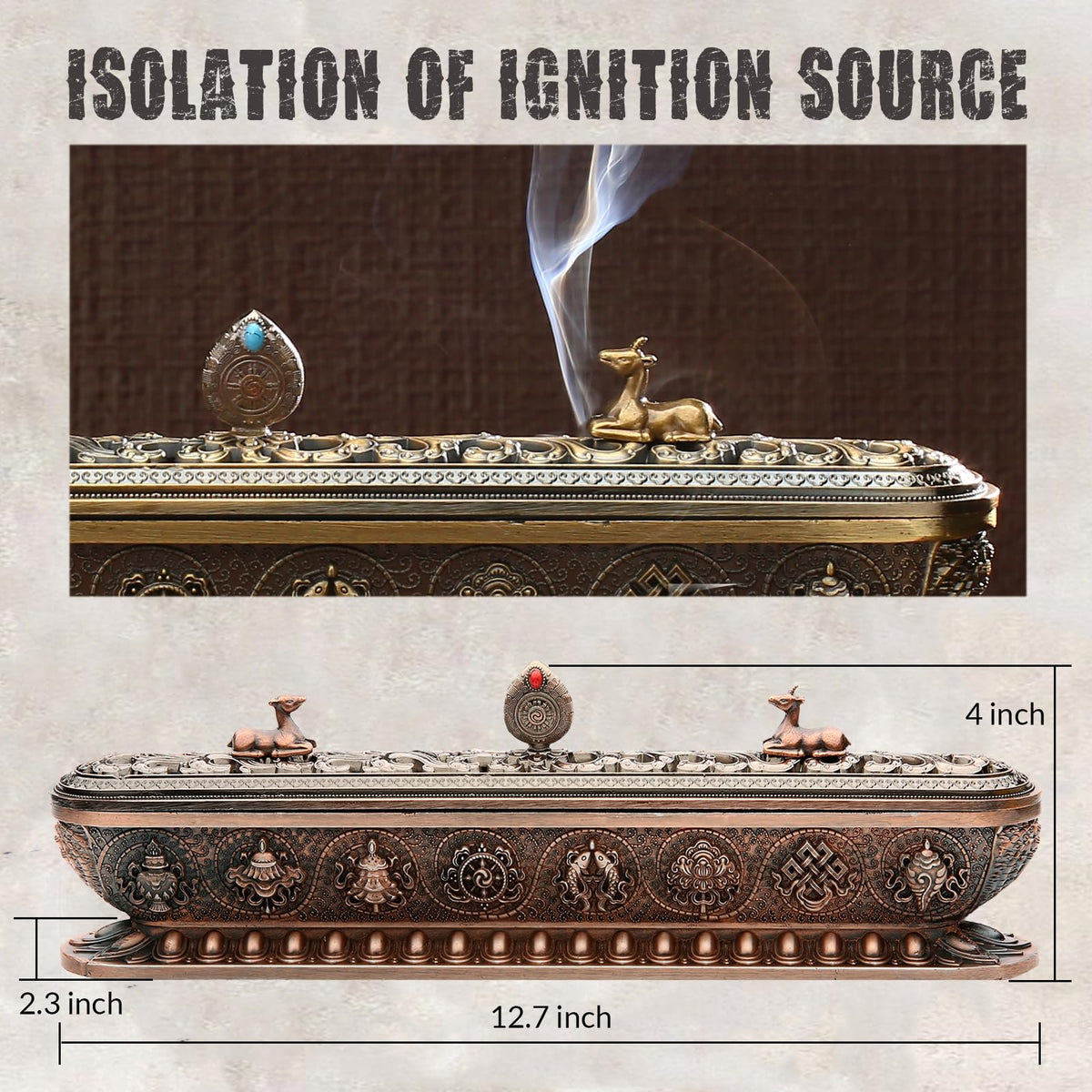 Incense Holder for Sticks Incense Burner with Ash Catcher Incense Stand for Yoga Meditation Home Office Decor - Red Bronze