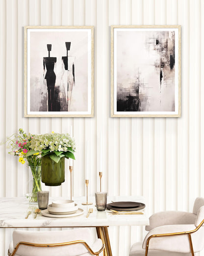EcoHest Framed Wall Art Wabi-Sabi Japandi Style in Neutral Beige Tones, 12x16 in OAK Wood Minimalist Canvas Wall Art, Modern Simple Contemporary Bedroom Decor,Japandi Art Set of 1 for Living Room
