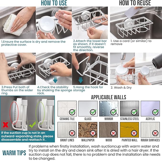 TAILI 4-in-1 Sponge Holder for Kitchen Sink