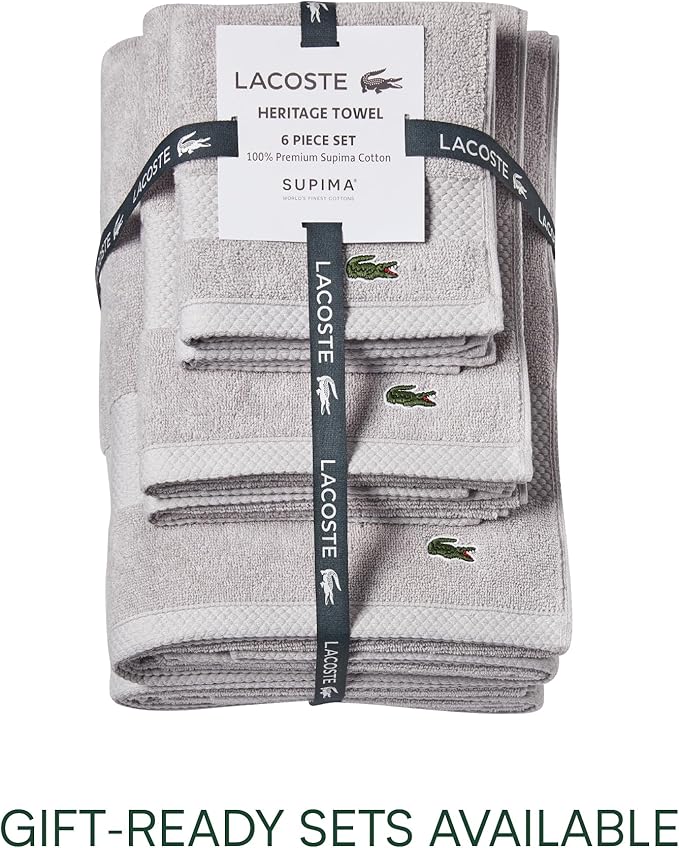 Lacoste Heritage 100% Supima Cotton Wash Cloth, Premium Super Soft Bath Towel