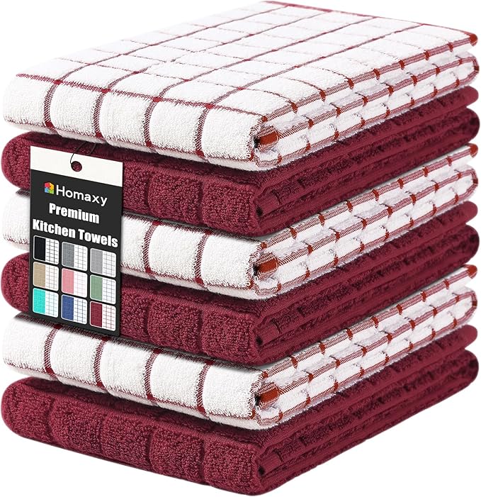 Homaxy Premium Cotton Kitchen Towels 16"x 28", Large Natural Ring Spun 390 GSM
