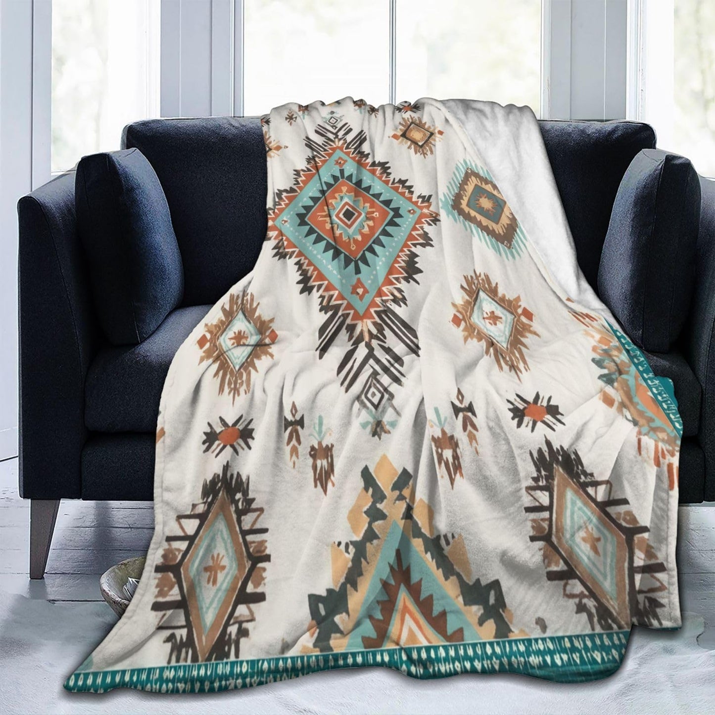 Boho Throw Blanket Soft Flannel Blanket 60"x50" in Bed Blanket Home Decor for Room Sofa Couch All Season