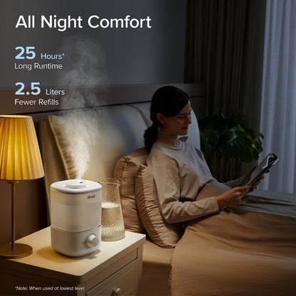 LEVOIT Humidifier for Bedroom, Ultra-Quiet 23dB, Easy to Fill & Clean, Cool Mist Air Humidifier for Home, Baby Nursery & Plants with 360° Rotation Nozzle, Auto Shut-off and Top Fill, Up to 25H