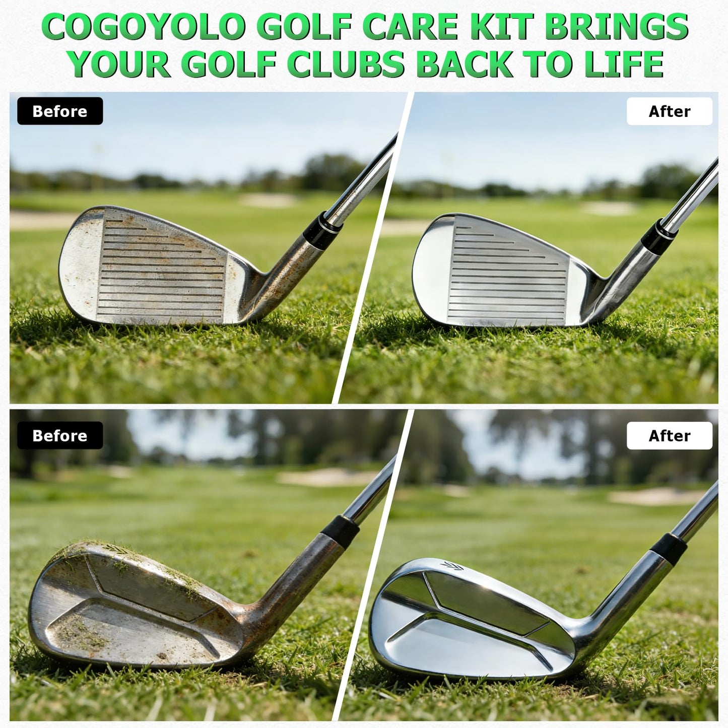 cogoyolo Pro Golf Club Care Kit with Golf Club Cleaner,Polish,Brush,Grip Cleaner,Golf Club Cleaning Kit Golf Accessories for Men, Golf Gifts for Golfers