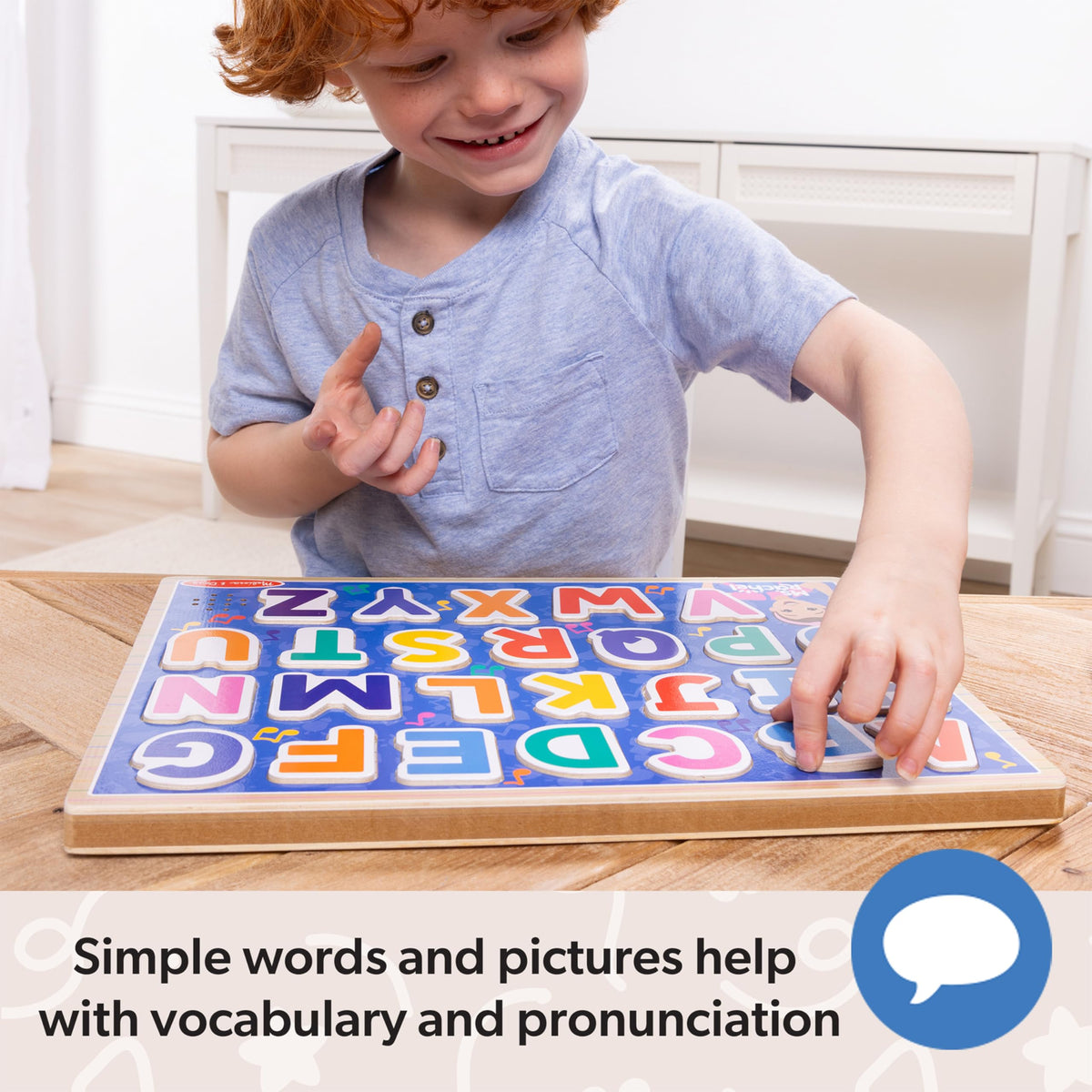 Melissa & Doug® Ms. Rachel™ Wooden Phonics Alphabet Sound Puzzle with Light-Activated Sound Effects, 26-Piece Toddler Toys for Boys and Girls Ages 2+ Years - FSC Certified