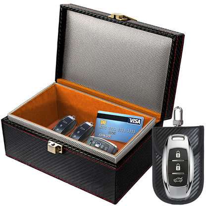 OMKHE Faraday Box for Car Keys – RFID Signal Blocker, Key Fob Protector, Anti-Theft Keyless Entry Protector with Faraday Pouch