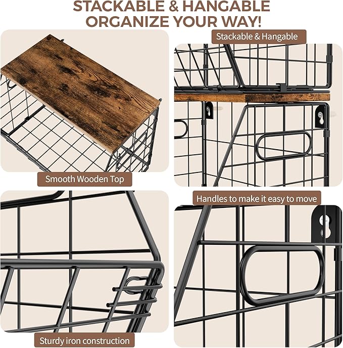Delamu Stackable Metal Fruit Basket