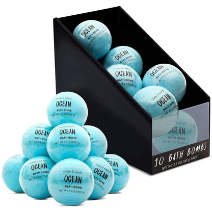 Bath Bombs for Women, BODY & EARTH 10 X 3.5 oz Ocean Bath Bomb Gift Sets Essential Oils Handmade Birthday Gift Idea for Family, Women, Men, Mother's Day Gifts for Women