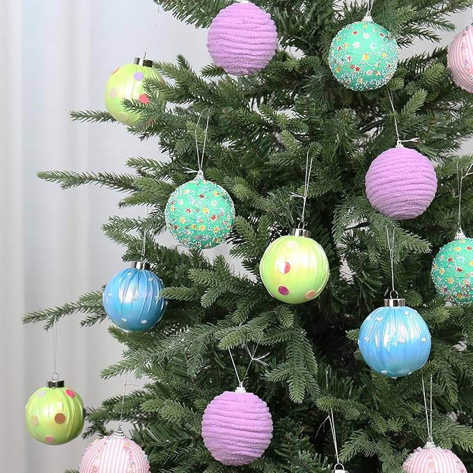 SY Super Bang 15PCS Christmas Ornaments Set, 8CM/3.14" Macaroon Shatterproof Ball Ornaments for Christmas Tree Hanging Decorations, for Home Holiday Party Xmas Decor.