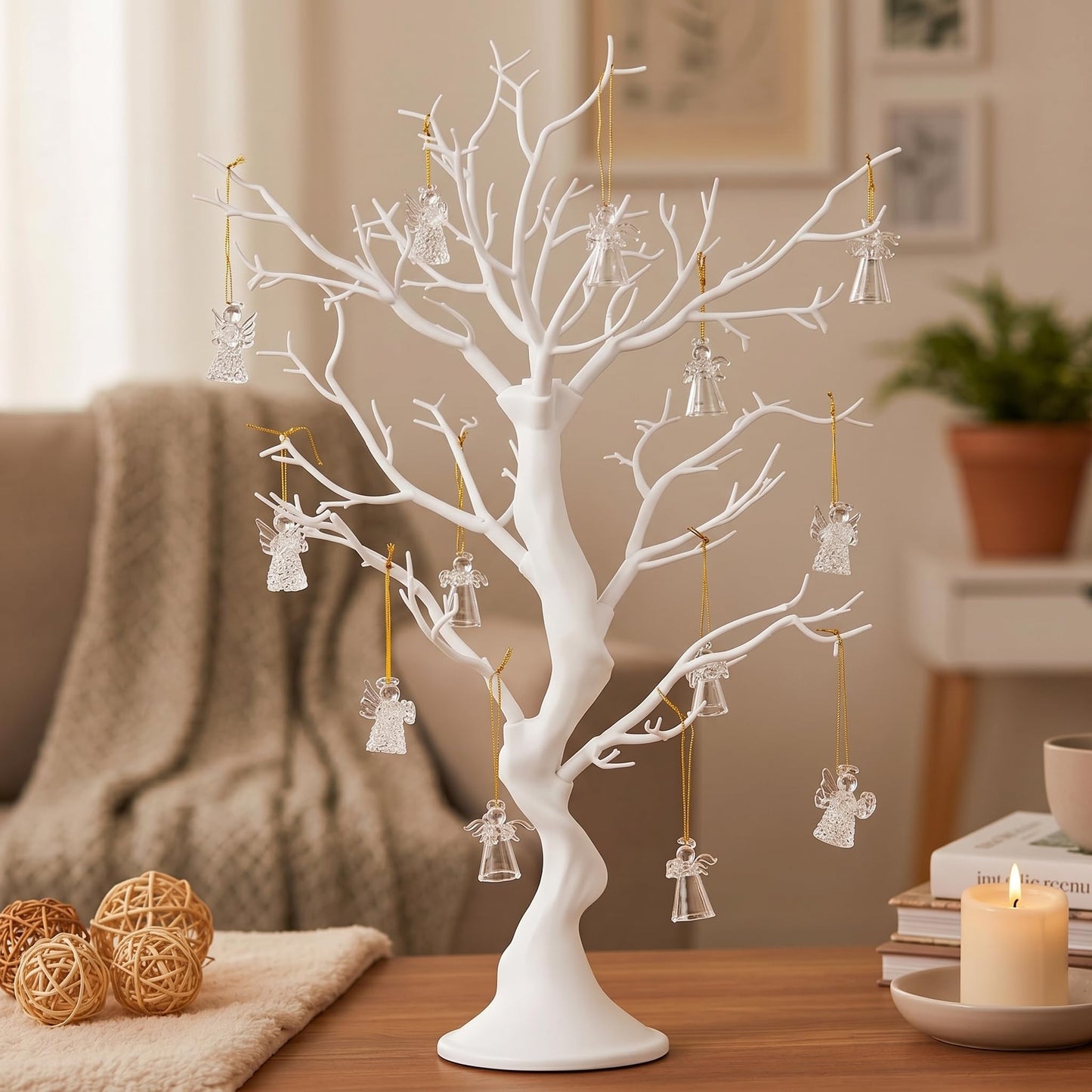 Nuptio White Christmas Tree Branch Artificial 22.8 inch Tall Manzanita Tree Centerpiece Wedding Centerpieces for Tables, Decorative Ornament Display Tree Branches for Decoration Weddings (1 Pc)