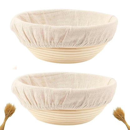 Proofing Baskets for Sourdough Bread Baking, 2 Pack Banneton Bread Proofing Basket 9 inch Round Proofing Bowls for Sourdough Bread with Liner Making Baking Fermentation Tools Supplies