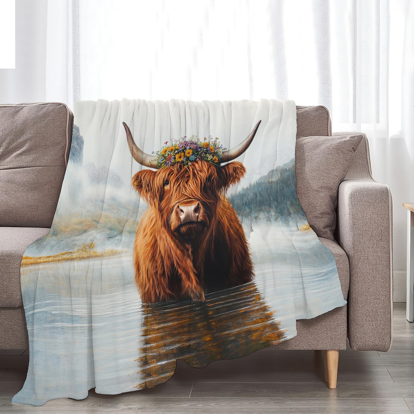 Highland Cow Blanket for Women, Highland Cow Fleece Blanket Gifts for Boys Girls, Warm Cozy Soft Flannel Stuff for Bed Sofa Couch 50" x 40"