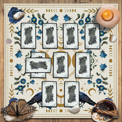 Knana Tarot Altar Cloth - Silk Witchcraft Mat for Reading - Includes Tarot Card Bag (Sun Moon)