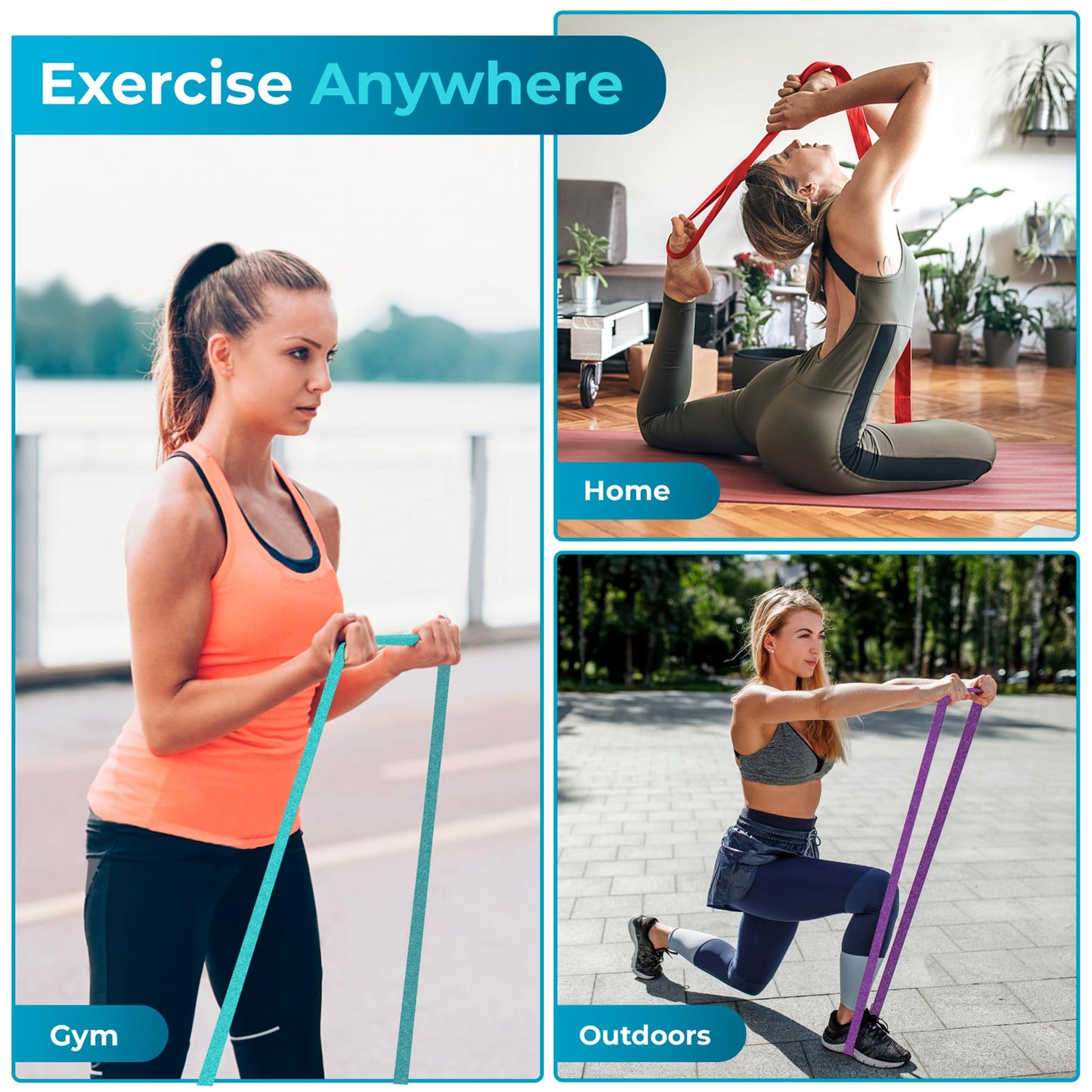 Beenax Fabric Resistance Bands (Set of 3), Long/Short Exercise Bands for Women Men, Loop Bands, 3 Resistance Levels for Workout, Fitness, Stretching, Pull Up, Leg, Glutes, Squat and Strength Training