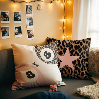 GTYNU Trendy Funky Cheetah Pink Y2K Luck 8 Ball Pillow Covers 18x18 Set of 2,Cheetah Leopard Lover Gifts for Women,Coquette Preppy Pillow Covers for Girls Room Dorm Apartment Decor
