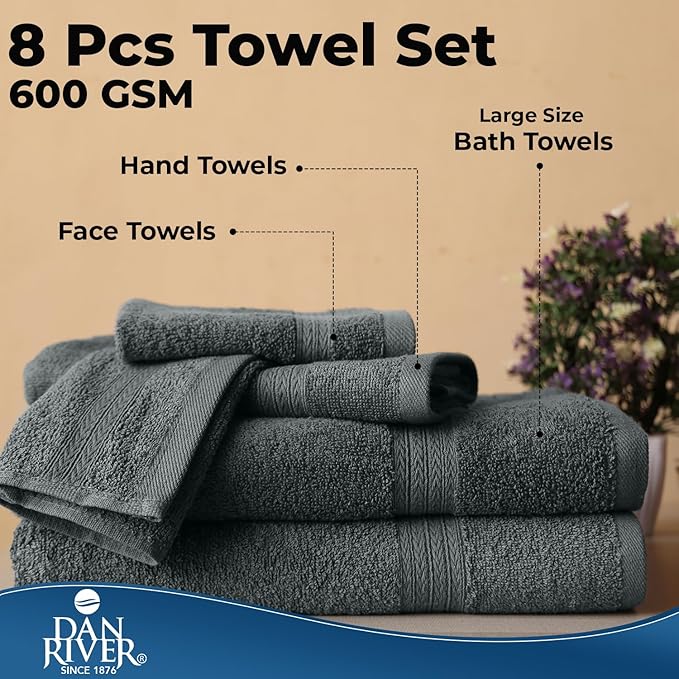 DAN RIVER 8 PC Luxury Bath Towels