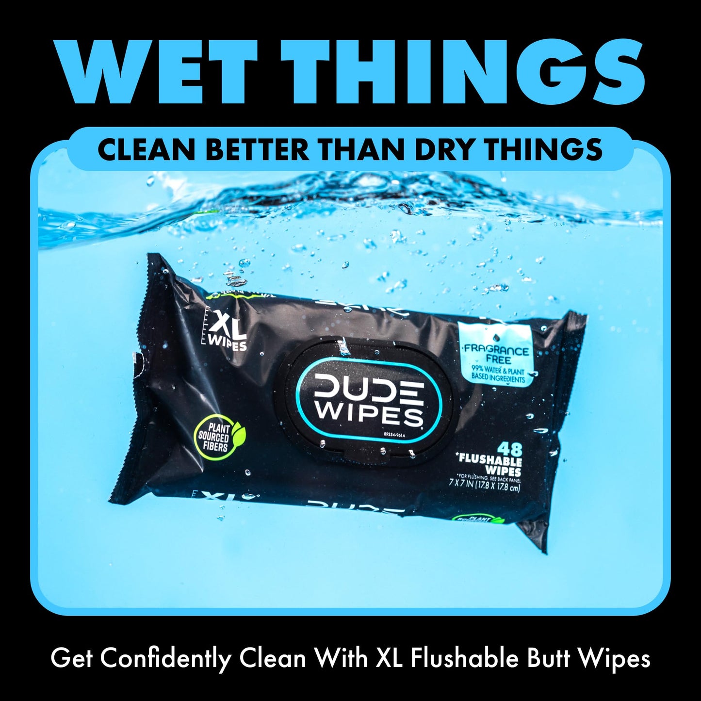 Dude Wipes Flushable Wet Wipes Dispenser (3 Packs 48 Wipes), Unscented Wet Wipes with Vitamin-E & Aloe for at-Home Use, Septic and Sewer Safe