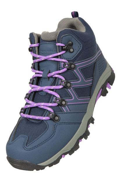Mountain Warehouse Oscar Kids Walking Boots - Durable Childrens Hiking Shoes, Breathable Girls & Boys Footwear, Suede, Synthetic & Mesh Upper - for Camping & Trekking, Dark Purple, Kids Shoe Size 3 UK