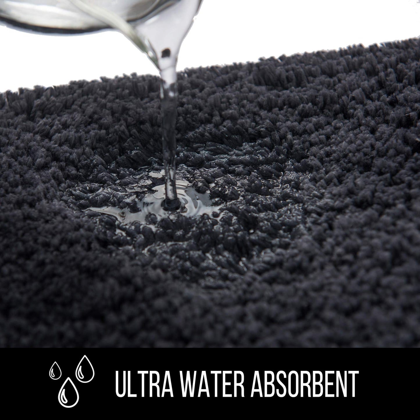 SFLXO 80cm x 50cm Non Slip Bath Mat Machine Washable Durable Soft Fluffy Microfiber Bathroom Mat Water Absorbent Bath Rug Deep Grey
