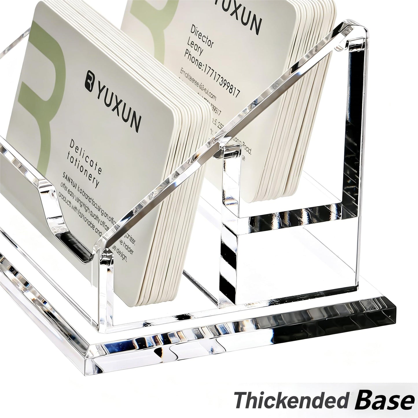 YUXUN Business Card Holder for Desk-2 Tier 2 Slot, Acrylic Business Card Holder for Women Men, Multiple Business Card Display Stand for Exhibition, Home, Office