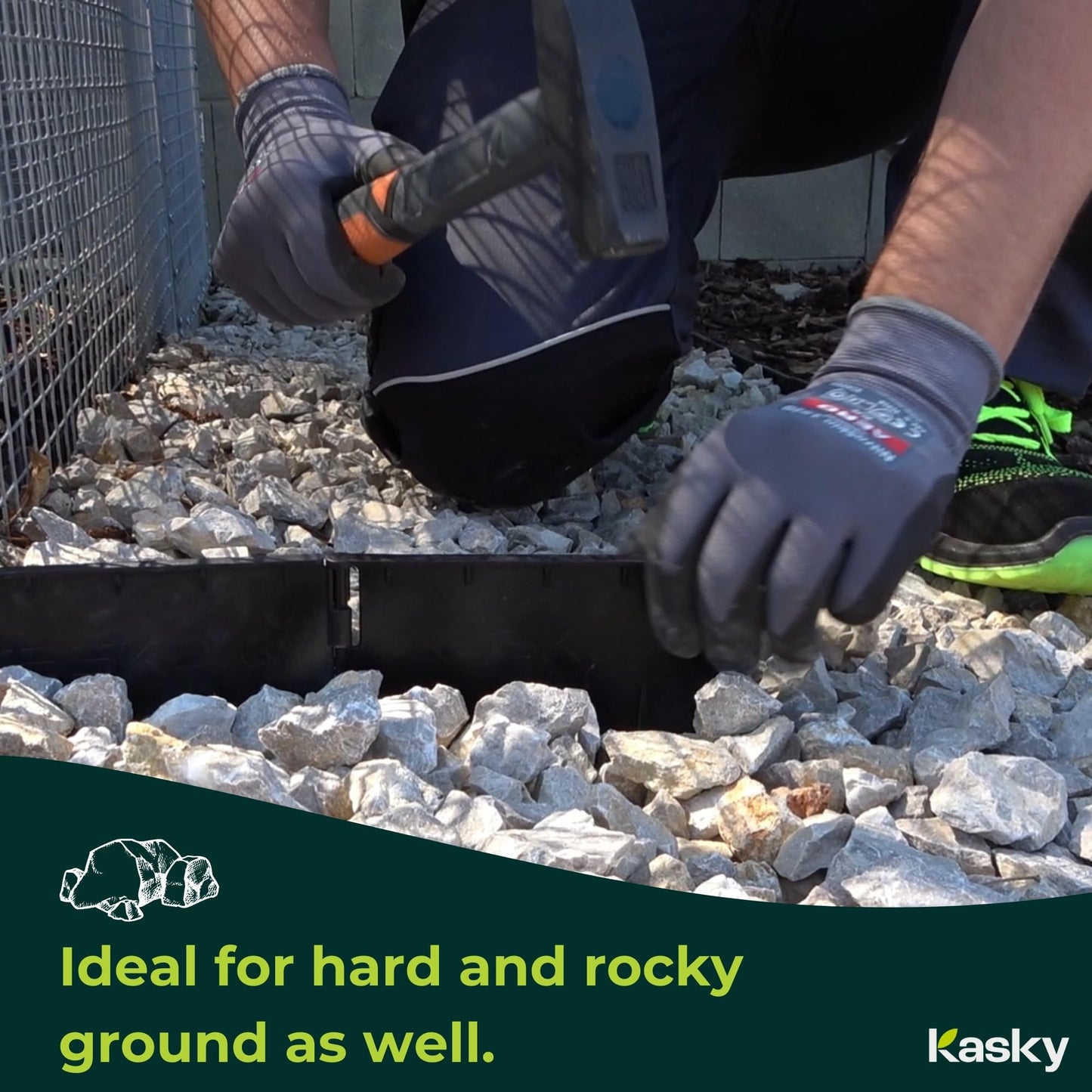 Easy to Install Lawn Edging Border - Simply Hammer into Place, No Trenches to Dig - Durable & Flexible Garden Edging - Invisible Grass & Path Edge from Recycled Plastic - 10.7 m / 35 ft Long