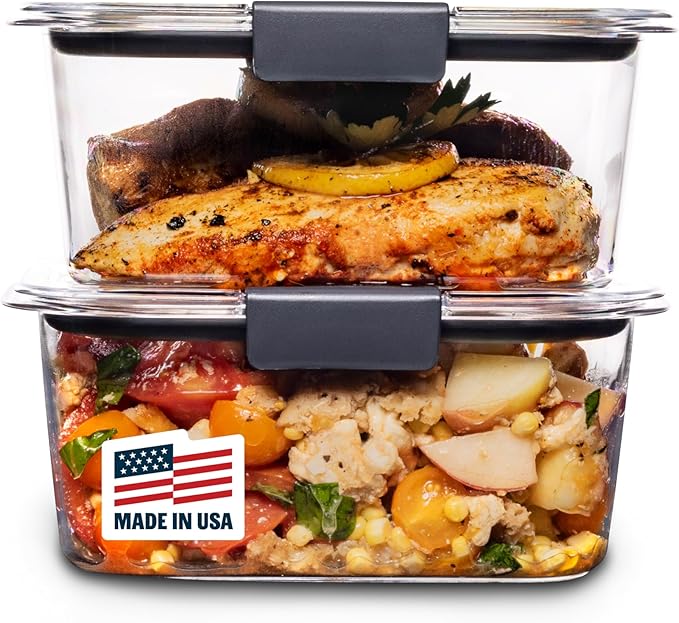 Rubbermaid Brilliance BPA-Free Food Storage Containers, Medium Deep, 4.7 Cup