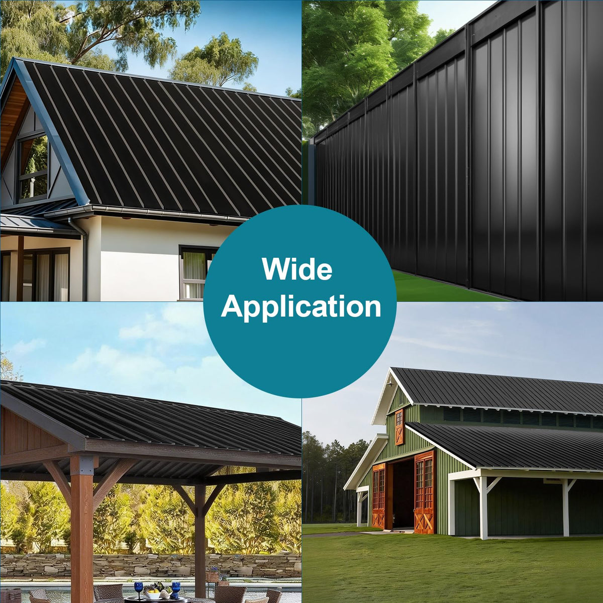 NeatiEase 10 Pcs Metal Roofing Panels, 6.1 Feet Corrugated Galvanized Roofing Panels Metal Siding Panels with Steel Screws for Pergola, Gazebo, Shed, Outdoor Storage, Chicken Coop,Garages (Black)