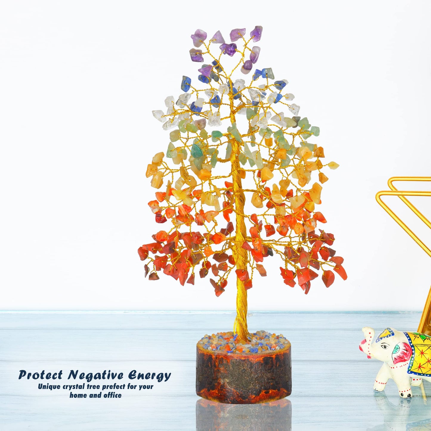 Seven Chakra Tree - Crystal Tree for Positive Energy - Tree of Life - Charkas Crystals - Gem Tree - Spiritual Decor - Feng Shui Crystals and Stones - Chakra Decor - Crystal Bonsai Tree - Gifts