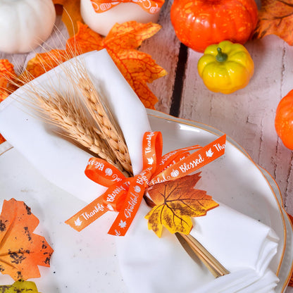 Ribest Fall Ribbon Thin, 3/8 Inch Grosgrain Pumpkin Thanksgiving Ribbons for Crafts Gift Wrapping Bows Making Autumn Harvest Decor 20 Rolls 100 Yards