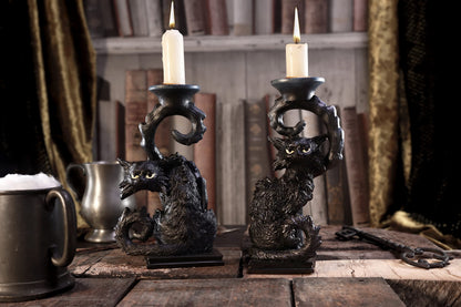 Nemesis Now Salem Black Cat Candlestick Holder, 20cm