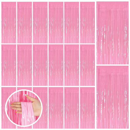 2 Pack Pink Backdrop Party Decorations Tinsel Curtain Party Backdrop Foil Fringe Birthday Decorations Photo Booth Streamer Backdrop Pink Theme Bachelorette Graduation Decor