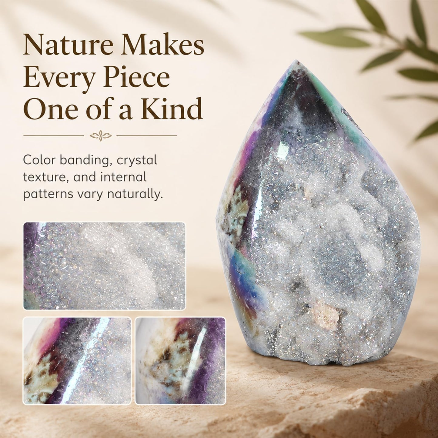 GYHPD 0.44-0.66 LB Aura Angel Sphalerite Crystal Cluster Chunk - Aura Geode Crystal Tower - Crystal Ornament Collection Gift - Witch Altar Decor - Home Decoration Crystal Specimen