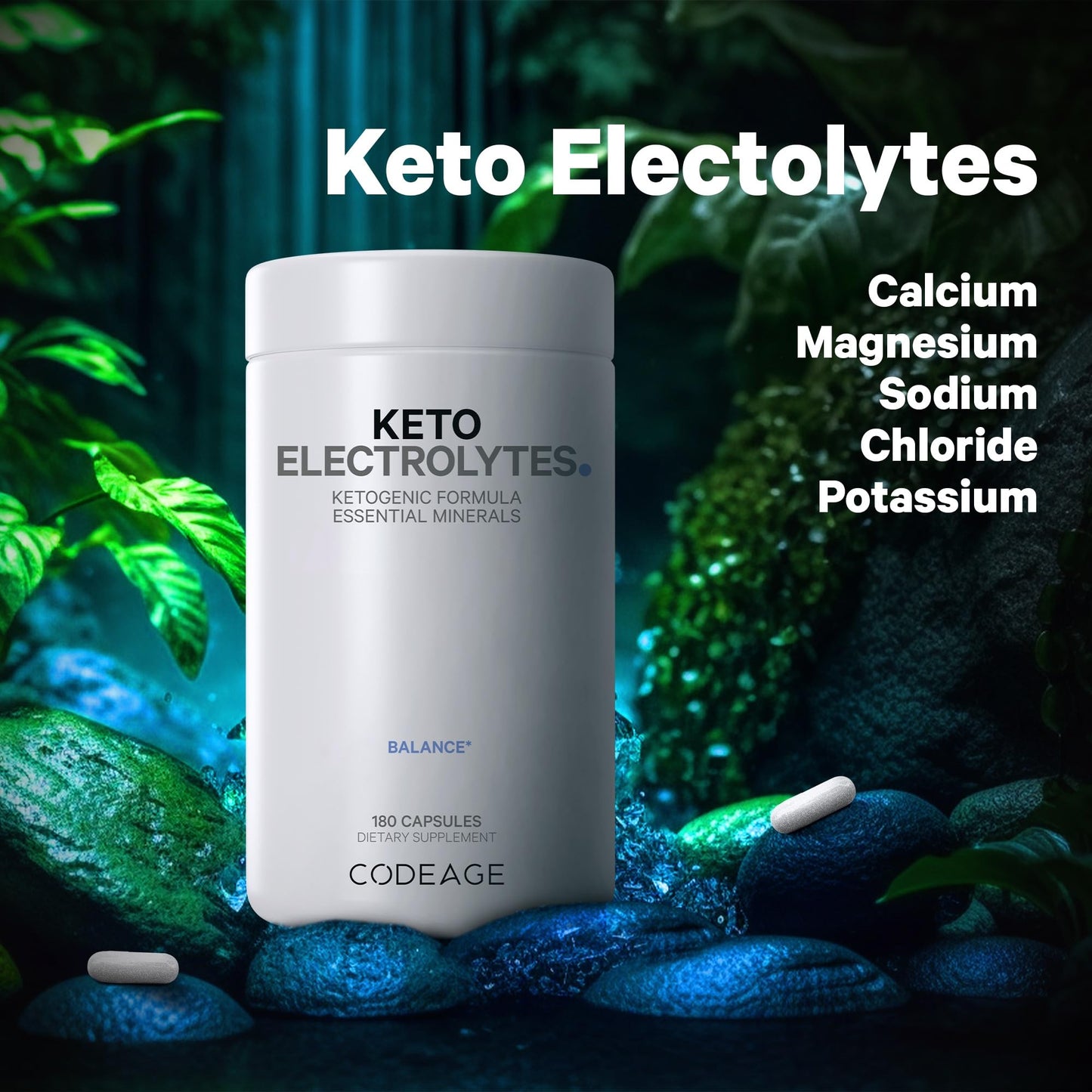 Keto Electrolytes Supplement – Vegan Electrolyte Tablets w Magnesium, Potassium, Calcium & Salt - Electrolyte Powder Salt Pills & Drink Hydration Supplements – Non-GMO, Keto Diet -180 Capsules
