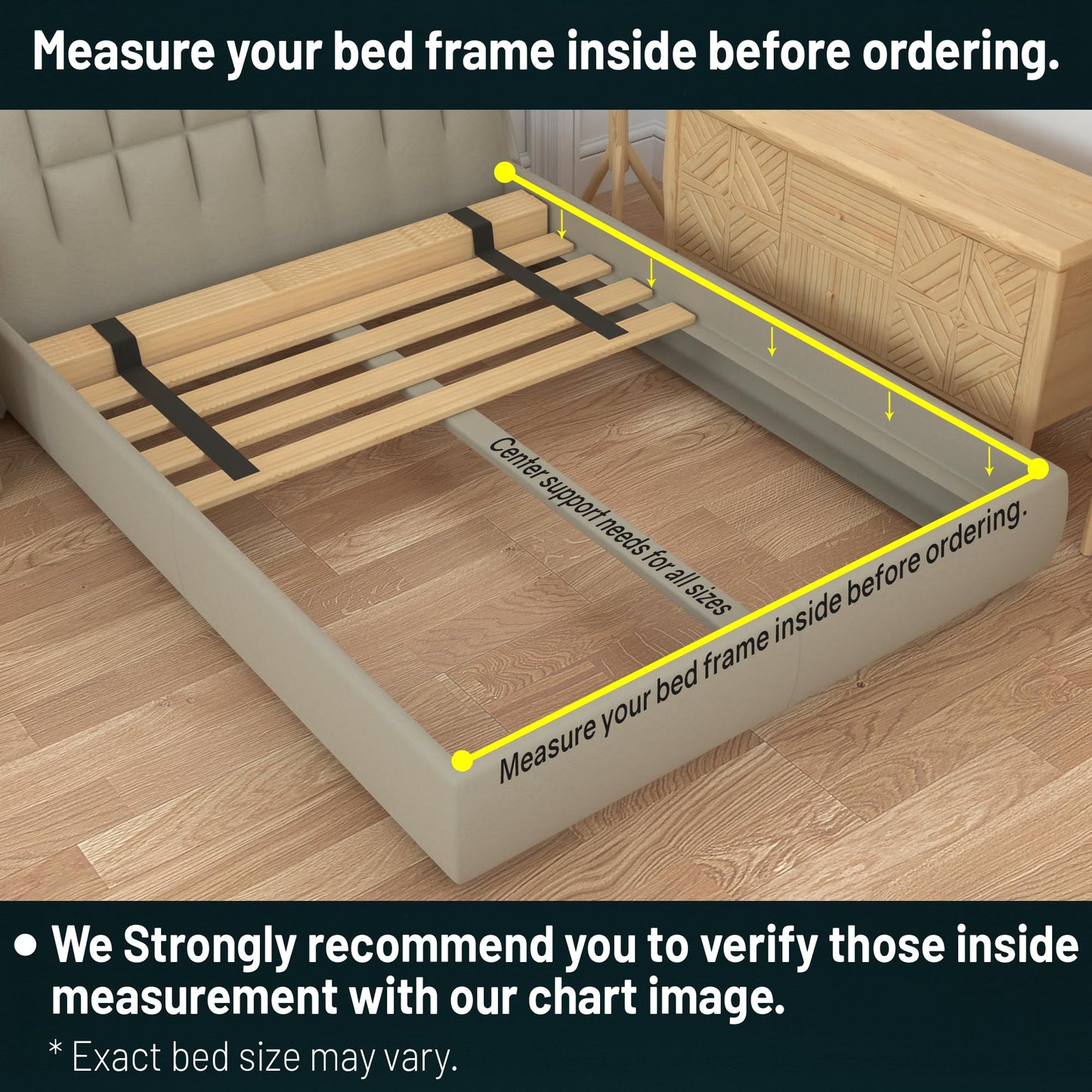 Treaton, 0.68-Inch Heavy Duty Horizontal Wooden Bunkie Board/Bed Slats, 72" x 39", Beige