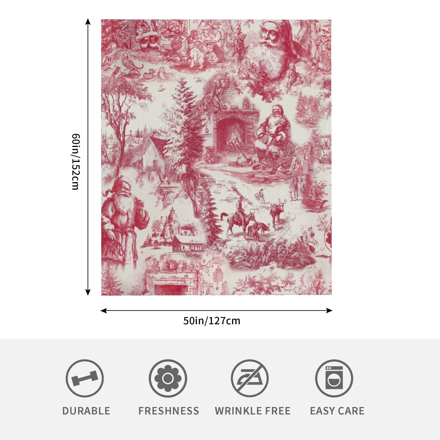 Retro Santa Claus Flannel Throw Blanket Soft Cozy Blanket for Living Room Couch Sofa Bed 50 x 60 Inches