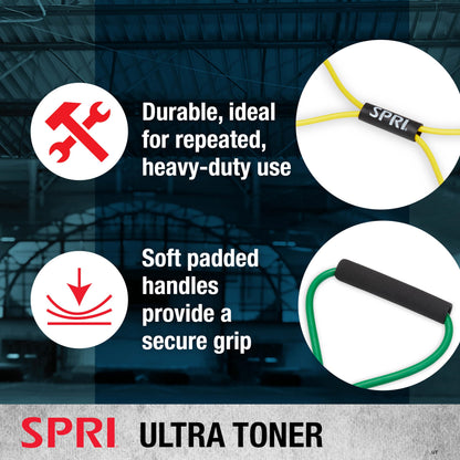 SPRI Ultra Toner Resistance Band Figure 8 Exercise Cord, Green, Light