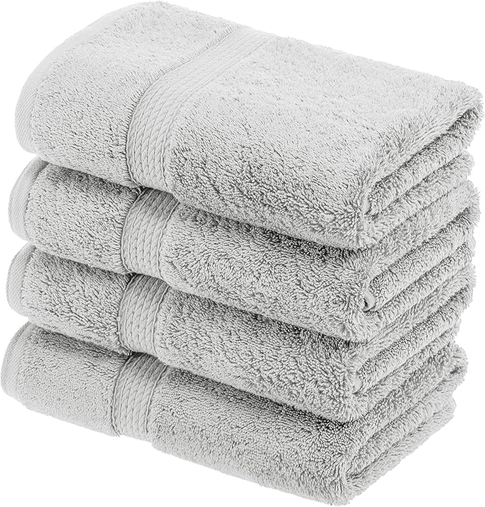 SUPERIOR Egyptian Cotton Pile Hand Towel Set of 4, Ultra Soft Luxury Towels