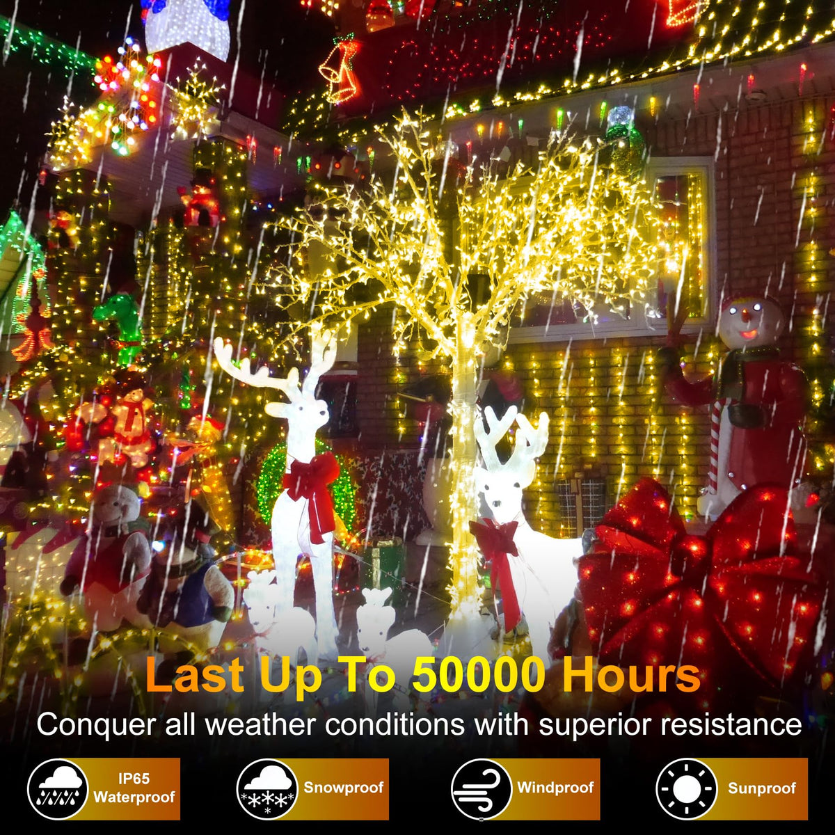 509FT Christmas Lights Outdoor 1350 LED Christmas Tree Decorations Lights with 8 Modes & Timer Memory, Plug In Clear Wire Waterproof LED Xmas Lights for Yard Trees Wedding Party Holiday (Warm White)
