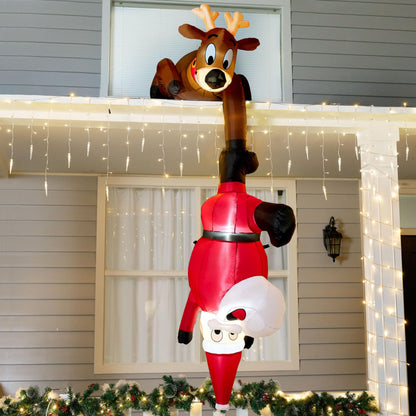 Joiedomi 8 FT Hanging Christmas Inflatables Decoration, Christmas Inflatable Reindeer and Climbing Santa, Blow Up Santa with Build-in LED for Xmas Party Indoor, Outdoor, Yard, Garden, Lawn Decor
