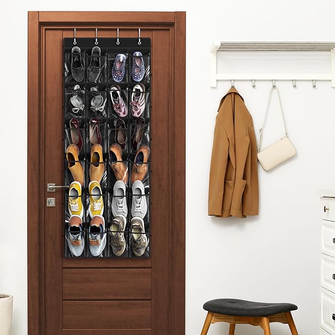 Simple Houseware 24 Pockets Large Clear Pockets Over The Door Hanging Shoe
