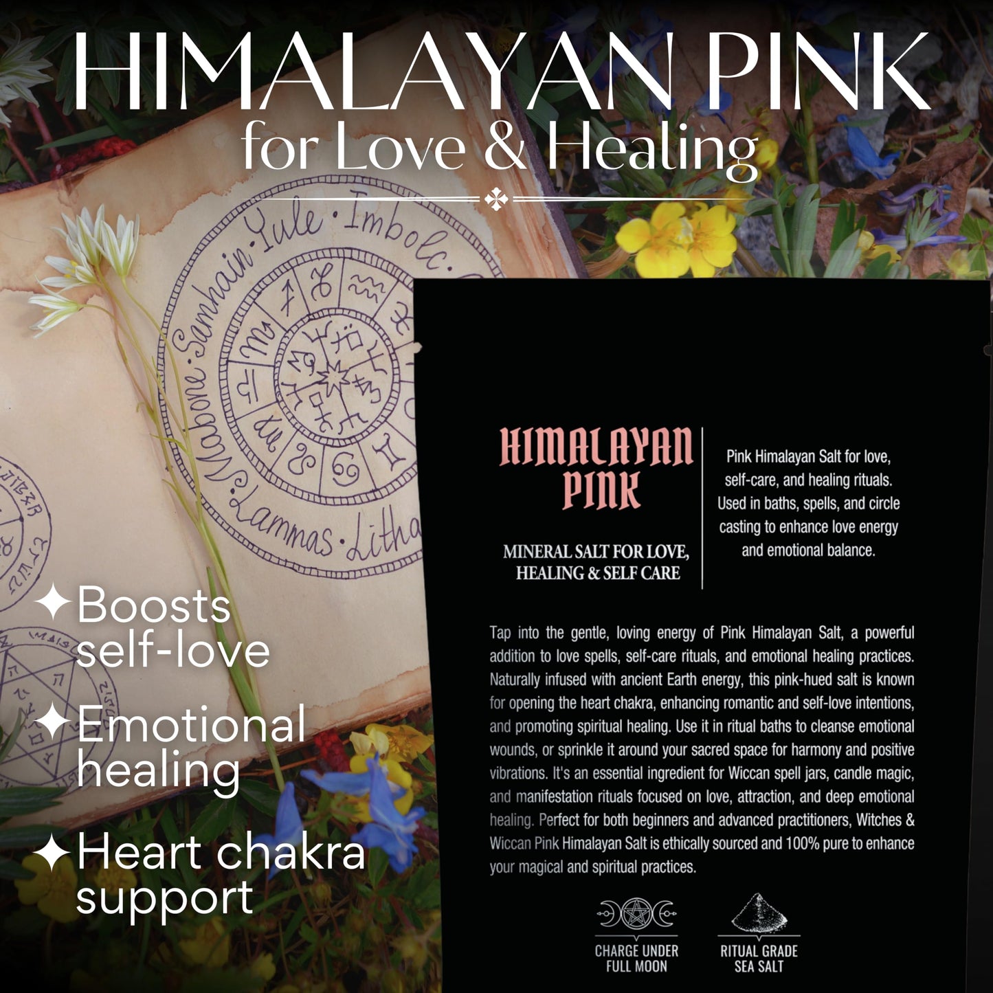 Pink Himalayan Salt for Love, Self-care, and Healing Rituals – Himalayan Pink Salt Ideal for Baths, Spells, and Circle Casting – 5 Oz Bag, Witches & Wiccan