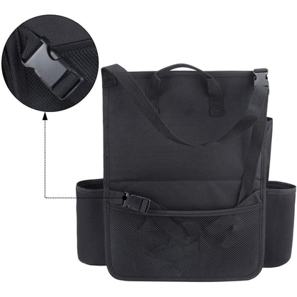 Luxja Car Seat Storage Organiser, Car Seat Organiser Front, Car Seat Back Storage Bag with Laptop & Tablet Storage, Black