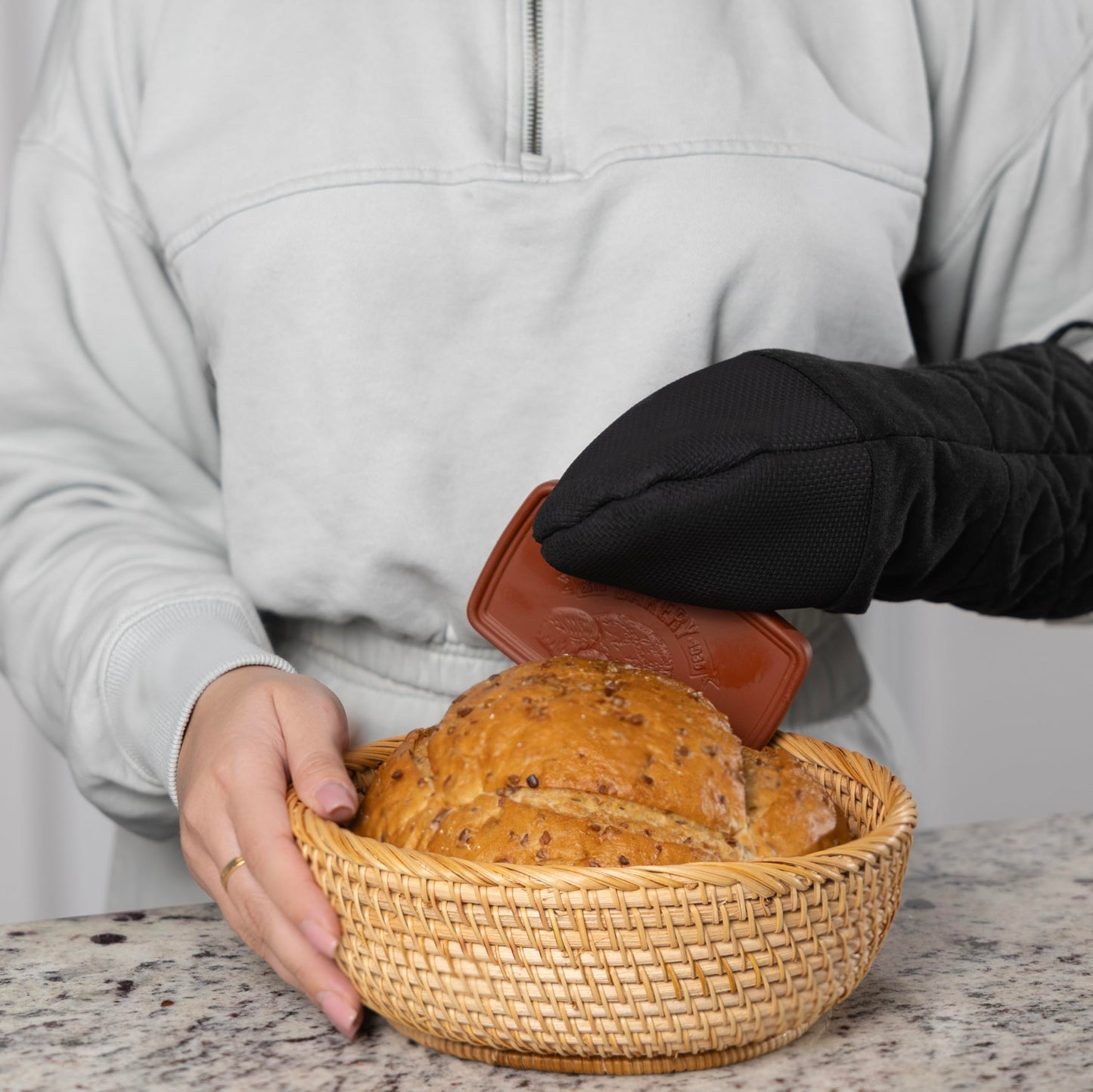 Fox Run Bread Warmer, 100% Terracotta Bread Warming Stone, Microwave & Oven Safe