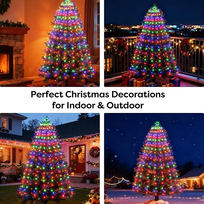 Christmas Tree Lights with Remote 400 LEDs Christmas Lights for Tree with 8 Lighting Modes, Timer and Memory Function, Indoor Outdoor String Lights for 6 ft-10 ft Xmas Tree Decorations(Multicolor)