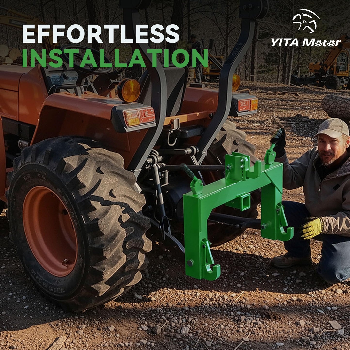 YITAMOTOR 3 Point Quick Hitch for Category 1 Tractor, 3000 lbs 3-Pt Attachment with 2" Receiver Trailer Hitch Adaptation with 5 Level Adjustable Bolt