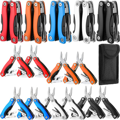 Lanties 10 Pack Mini Multi Tool Bulk Birthday Gifts for Men Him Dad Boyfriend Stocking Stuffers Small Multitool Fishing Pocket Knife for Men Camping Survival Computer Bike Gadgets, 5 Colors